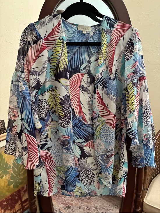 Chenault Other - Chenault Tropical Pineapple Resort Cardigan Coverup Flutter Sleeve, Small, EUC